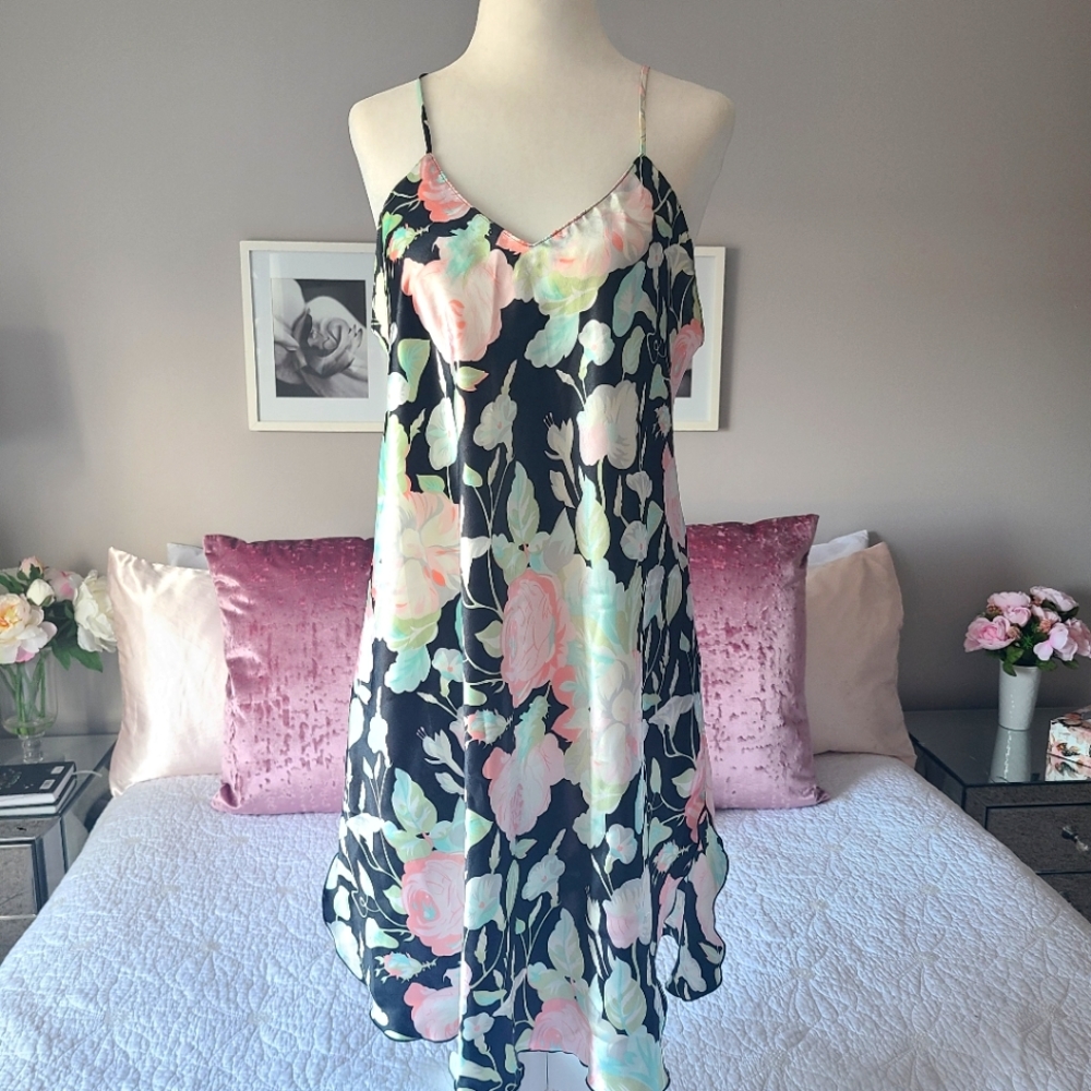 Black + Floral Slip Dress